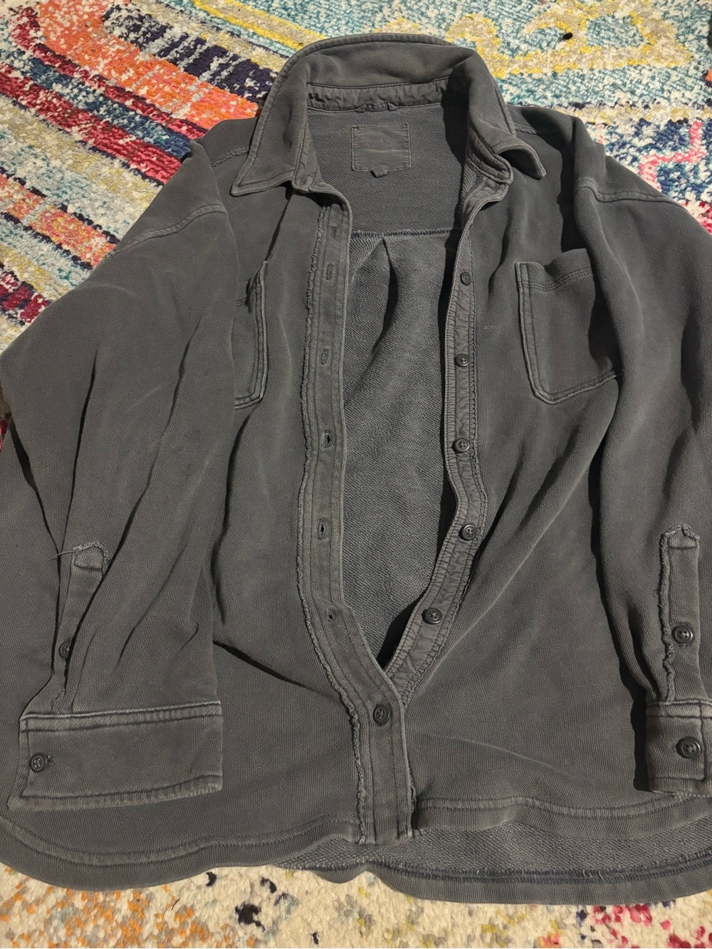 Aerie Washed Charcoal Shirt Jacket